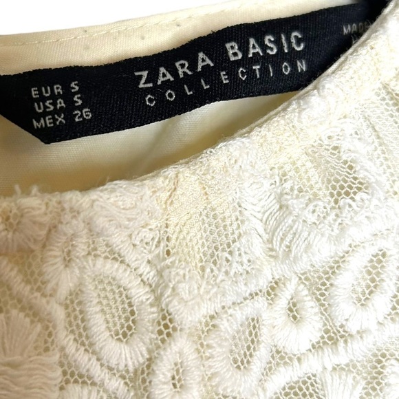 ZARA Womens Cream Lace Short Sleeve Shift Dress - Picture 9 of 11